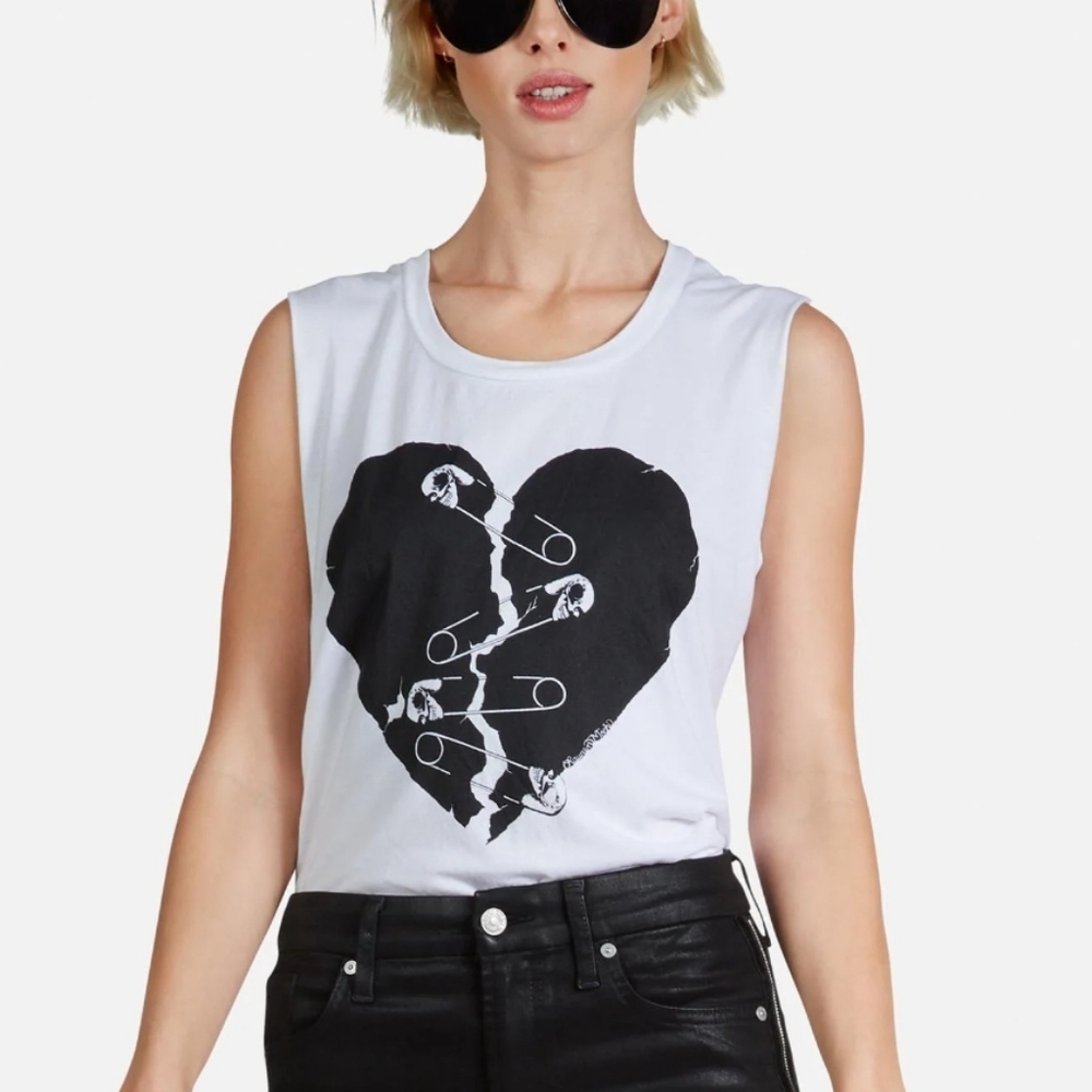 NWT Lauren Moshi Safety Pin Heart tank top
